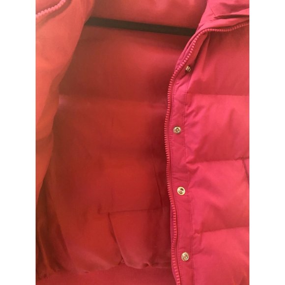 Quality BANANA REPUBLIC Women’s Pink Full Zip Snap Down Puffer Vest Snap Hood M - Picture 4 of 7